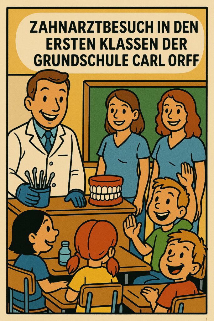 Kinder lernen über Zahngesundheit mit Zahnarztbesuch.